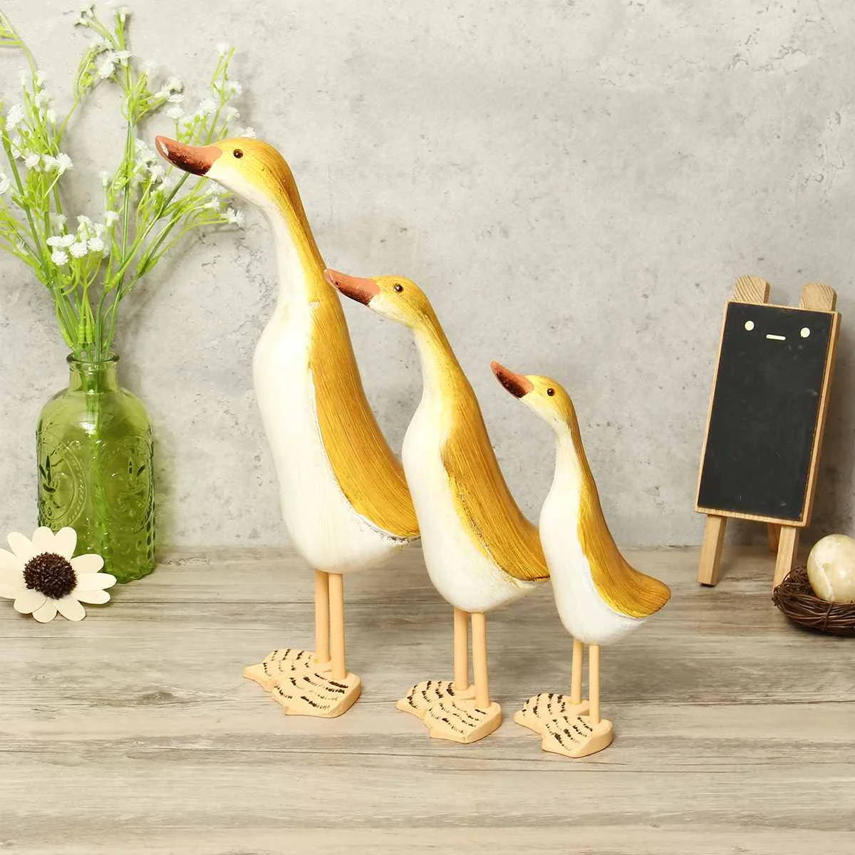 

3Pcs/Set Bamboo Wooden Root Duck Statue Hand Carved Animals Sculptures Figurine Handicraft Gifts Home Office Desktop Decoration