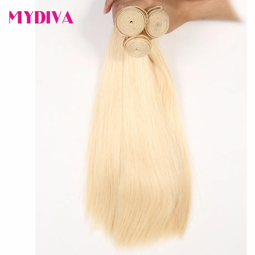 Brazilian Straight Hair Weave Bundles With Frontal 613 Bundles With Frontal Blonde Human Hair Bundle With Closure Remy Mydiva