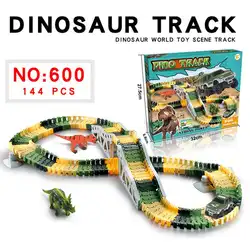 Электрический гоночный динозавр DIY разнообразные сборный пазл строительные блоки вагон гибкий трек набор солдат игрушка набор