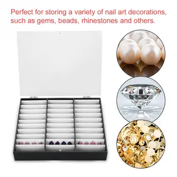

Empty Nail Tips Makeup Organizer Storage Box Nail Art Decoration Rhinestones Bead Container Fake Nail Display Case Manicure Tool