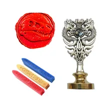 Индивидуальная восковая печать комплект печатей череп динозавра Металл Дракон ручка Подарочный винный набор посылка Свадебные Приглашения карты конверт печать штамп