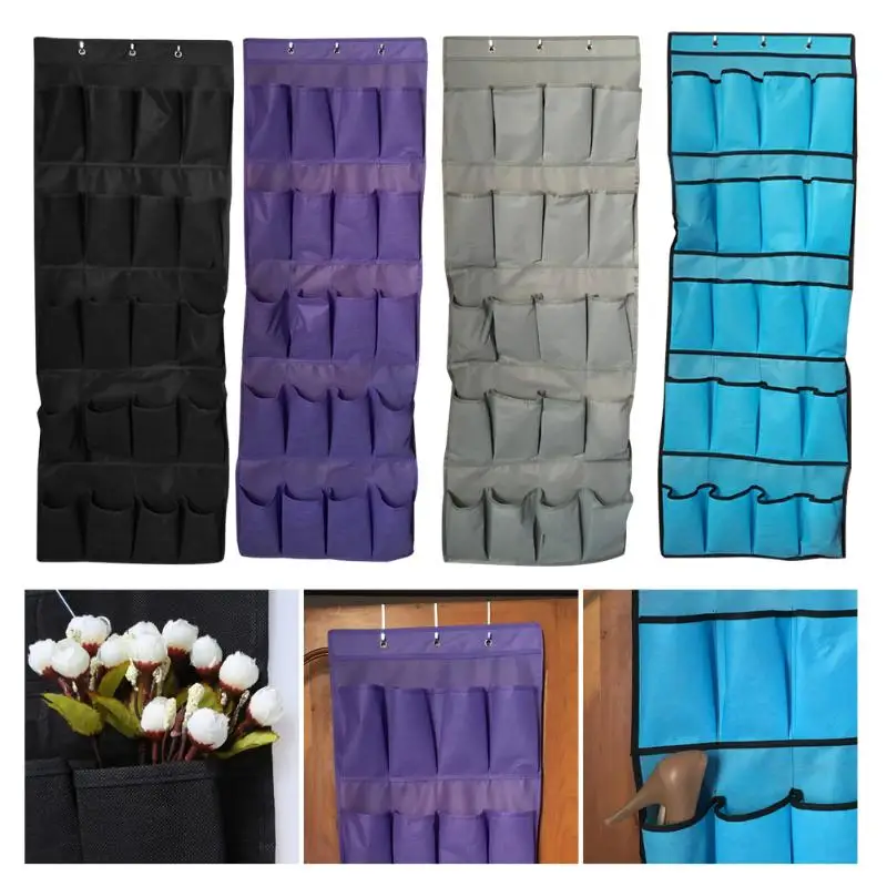 

20 Pockets Plastic Hanging Shoe Organizer Rack Storage Space Saver Door Free Nail Bedroom Tie Waistband Holder Closet