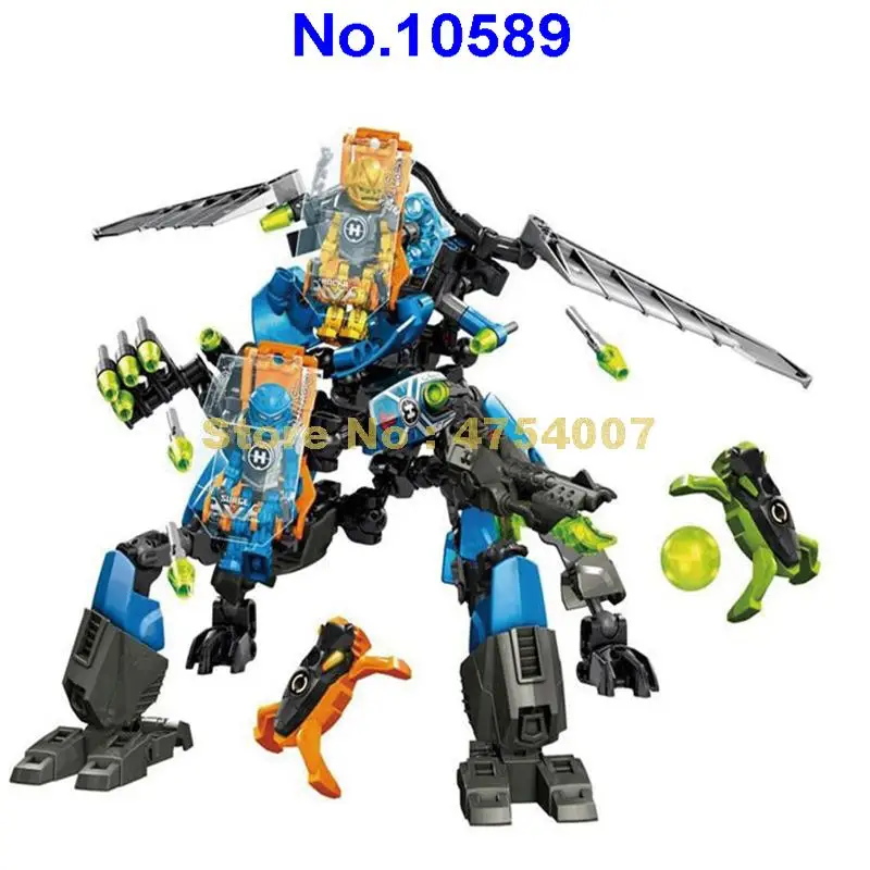 

10589 Hero Factory 6 Surge & Rocka 2 In 1 Combat Machine Building Block Toy