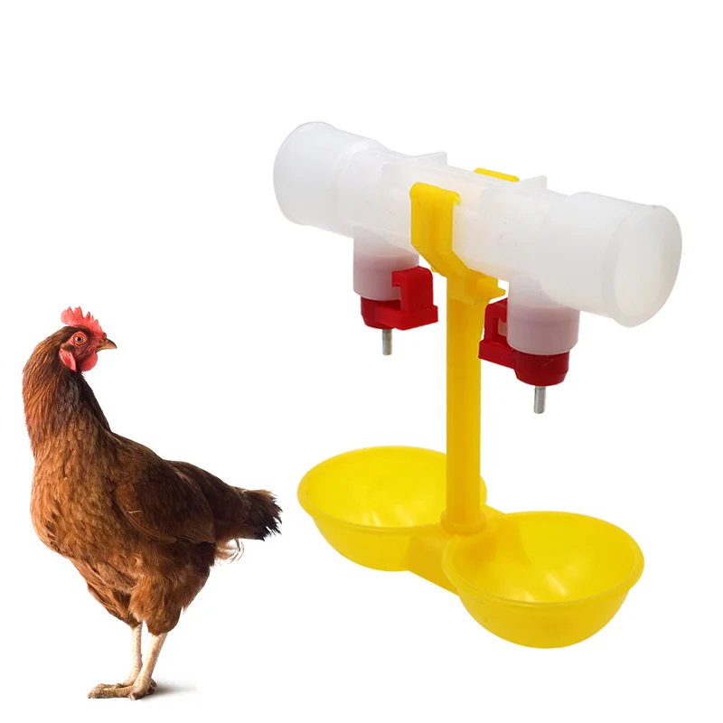 

20 pcs Chicken Double Bowl Hanging Cup Nipple Drinkers For Poultry Birds Drinking Water Equipment Installation Equipments