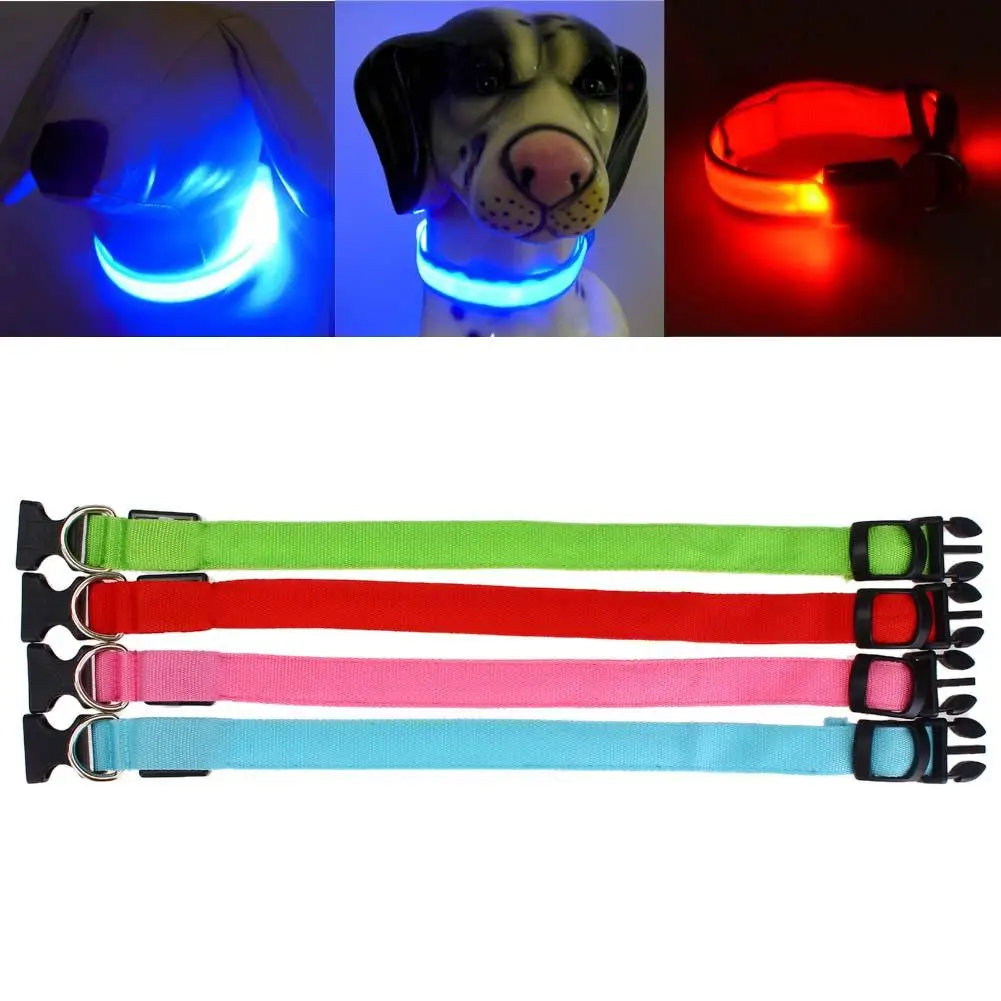 Nylon LED Pet Dog Collar Night Safety Flashing Glow In The Dark Dog