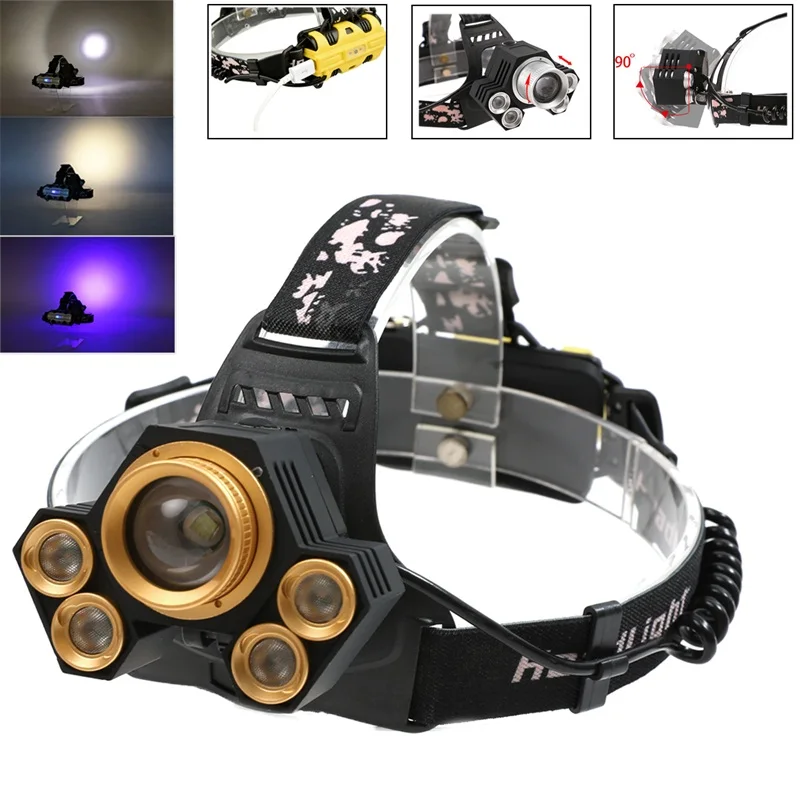 

Headlight USB Smuxi 5 T6 LED hunting cycling mountaineering camping aluminum alloy gold silver