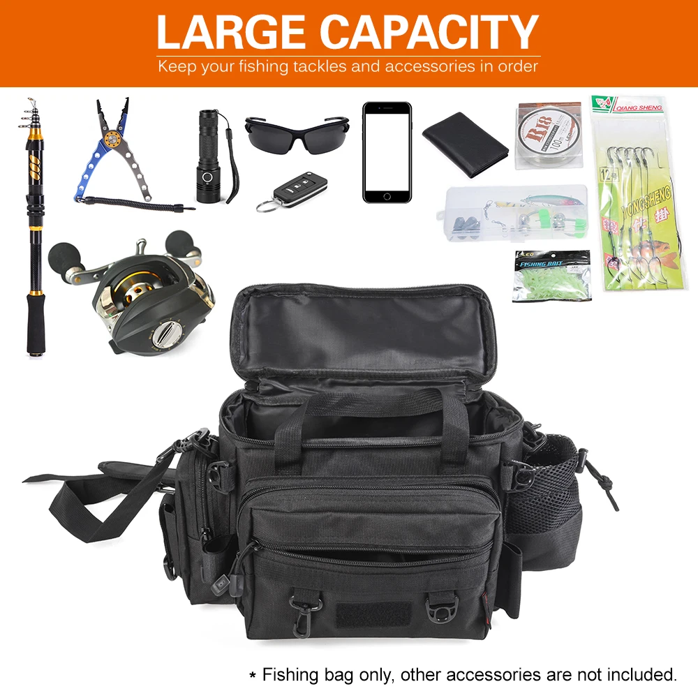 

Lixada Fishing Bag 40 * 15 * 22cm Multifunctional Waterproof Outdoor Waist Shoulder Bag For Fishing Reel Fishing Tackle Bags