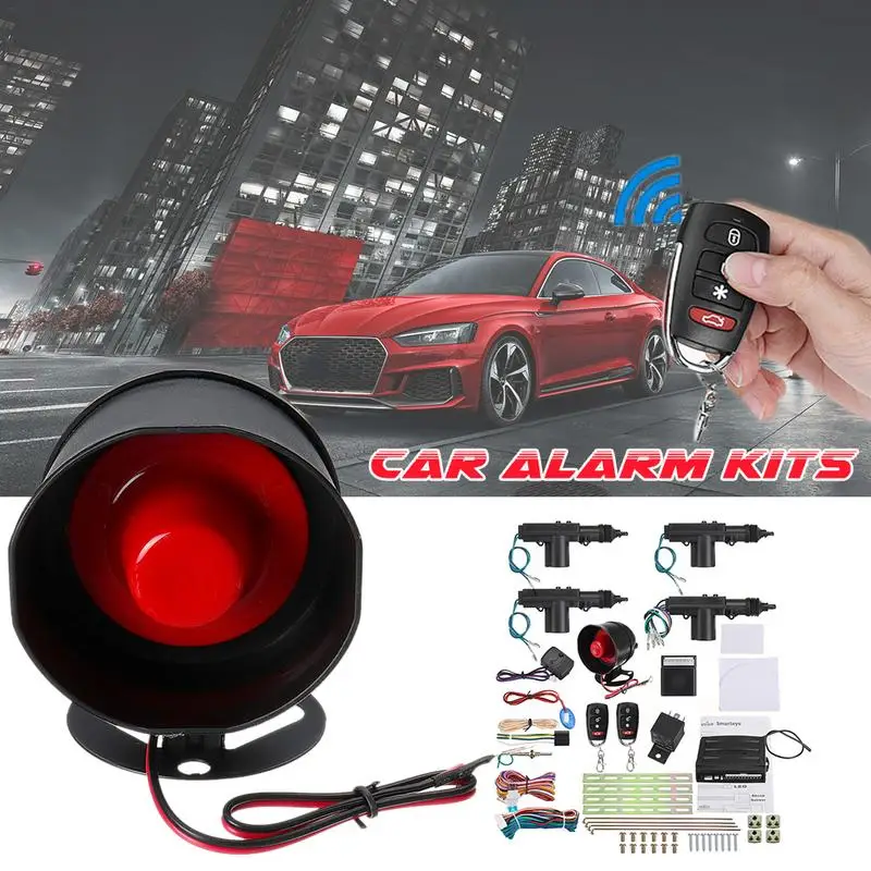 

Remote Car Alarm Keyless Entry Security + 4 Door Power Lock Actuator Motor Kit Car Electronics Parking Alarma Auto