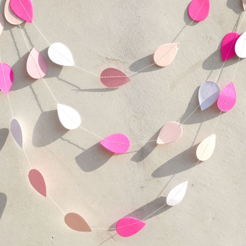 

1 set Kawaii Colorful Water drop Paper Garland Wedding Background Decor Paper Banner photo props home party decor supplies