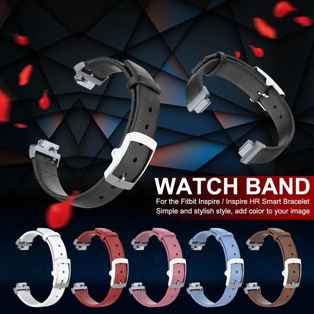 

Double-sided Leather Replacement Watch Band Lichee Pattern Wrist Strap for Fitbit Inspire Fitbit Inspire HR Smart Bracelet