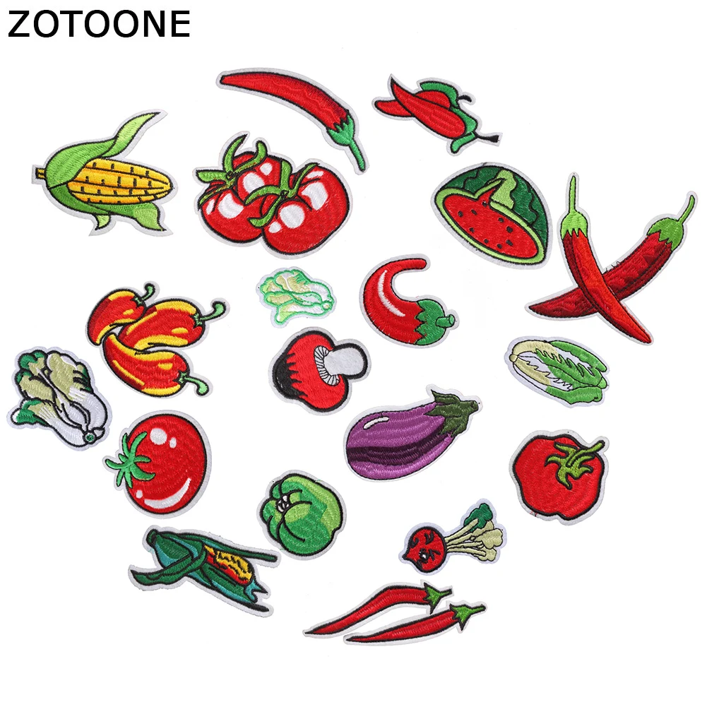 

ZOTOONE Iron on Patches for Clothing Applique Pineapple Watermelon Chili Fruit and Vegetable Embroidery Patch for Dress T-shirt