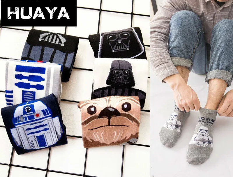 

Star Wars Men Cotton Short Socks Darth Vader C3PO Robot Soldier Chewbacca Thin Section Low Cut Hot Funny Casual Sport Male Thin