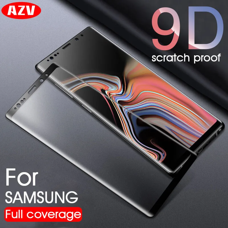 AZV Curved Screen Protector Tempered Glass On The For Samsung Galaxy Note 9 S8 S9 Plus S7 S6