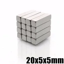 50 шт. 20*5*5 кубом Блок 20x5x5 мм супер сильный N52 Высокое Качество Редкоземельных Магнитов 20x5x5 неодимовый магнит 20 мм* 5 мм* 5 мм