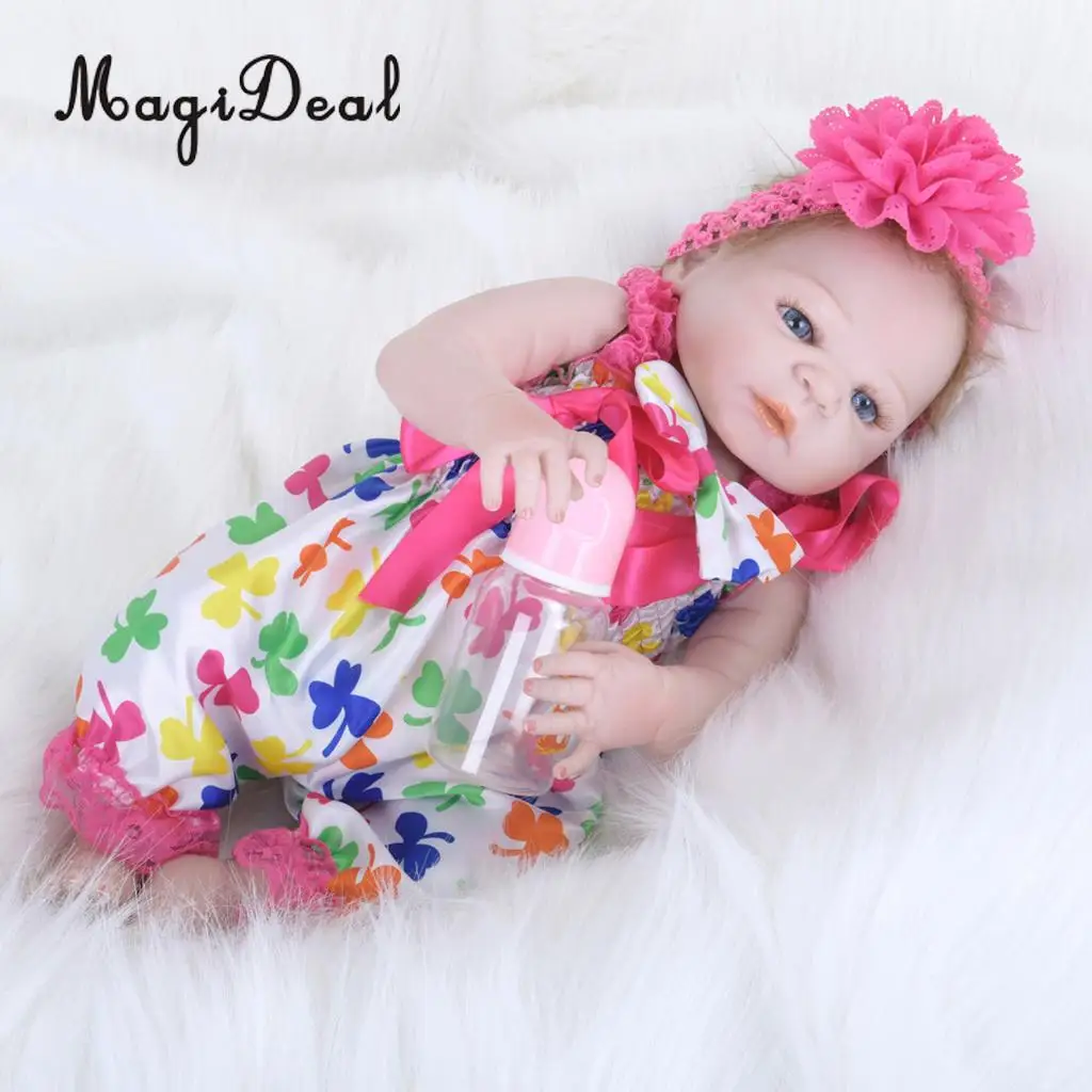 

55cm 22inch Lifelike Full Silicone Body Newborn Baby Girl Doll In Clothes Kids Sleeping Toys