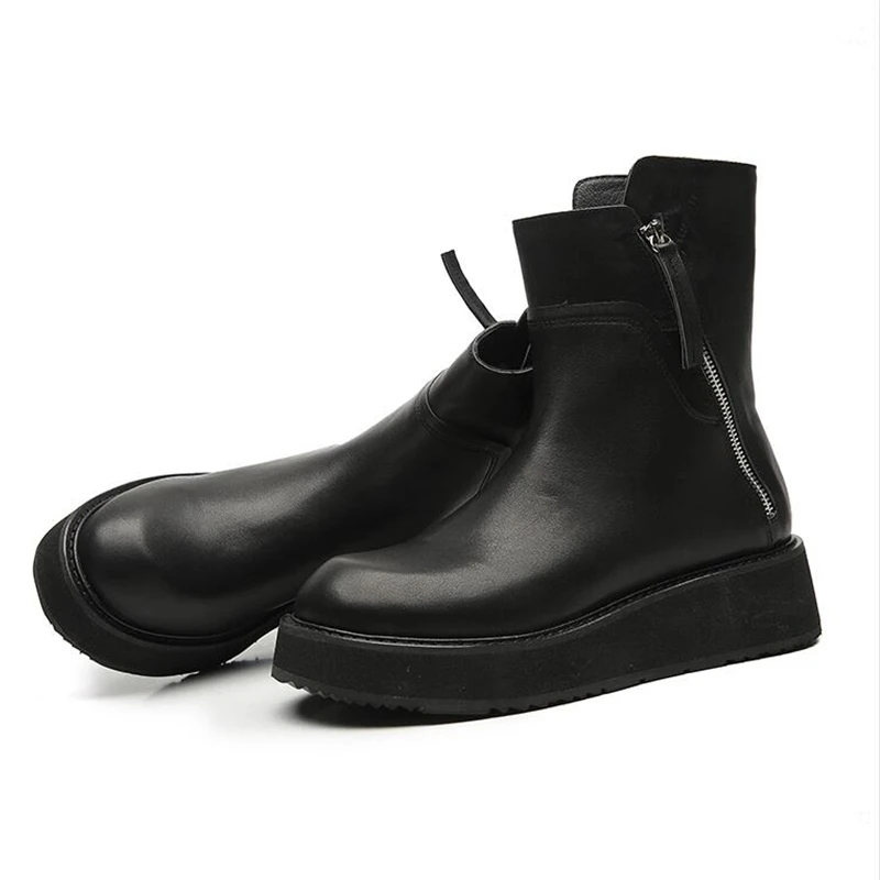 Tacón Invierno ¡caliente Completo Botas Casuales Black Espana Cuero Grueso Chelsea Hombre Grano Zapatos De Hombres Soldados aazP1w
