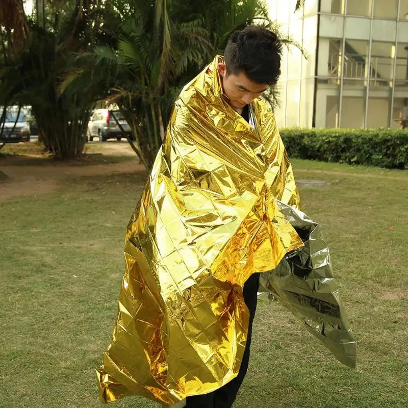 

Waterproof Emergency Survival Outdoor Waterproof Emergency Survival Rescue Sleeping Blanket Foil Warm Thermal First Aid Curtain