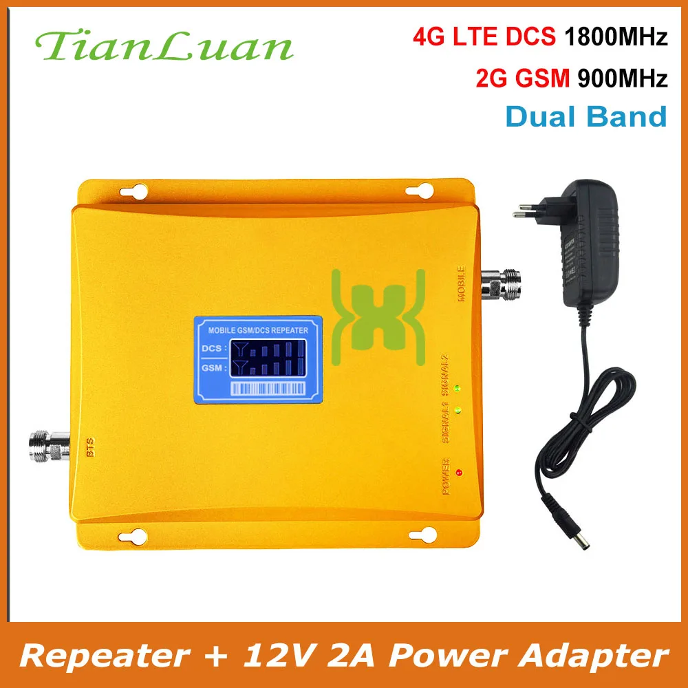 TianLuan GSM 900Mhz DCS 1800MHz Dual Band Signal Booster 2G 4G LTE GSM DCS Mobile Phone Signal Repeater with Power Supply