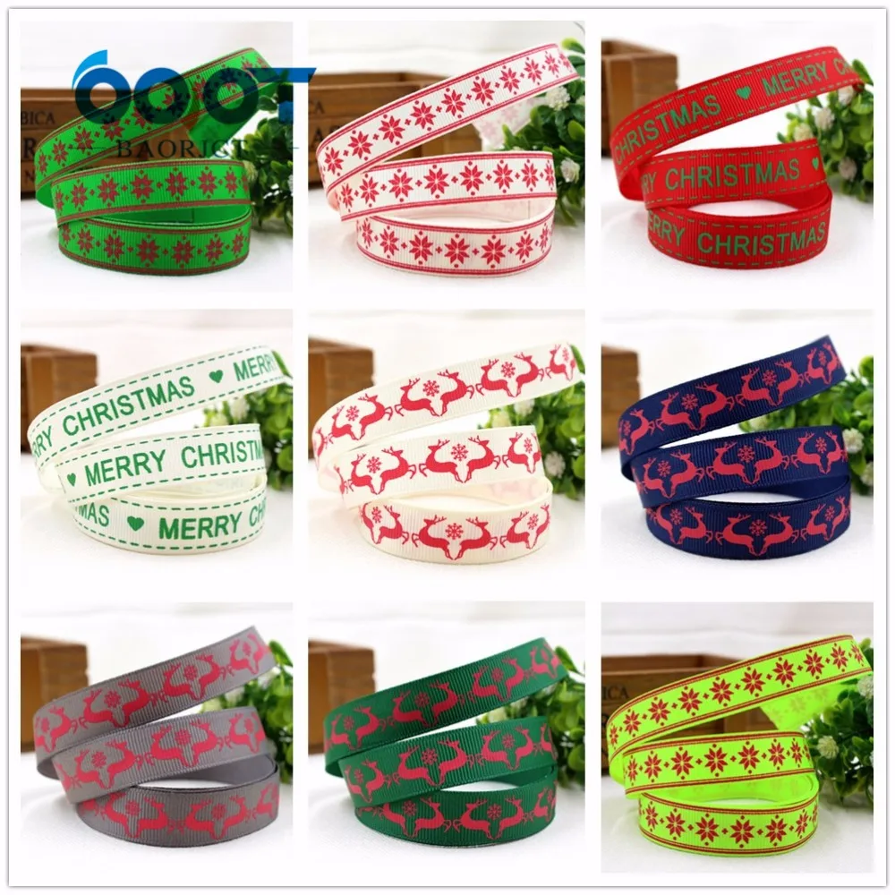 

1591099 , 10 style can choose Christmas series ribbon , 16mm Holiday gift wrapping ribbons, hair jewelry accessories material