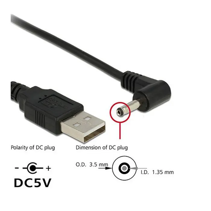 Zihan под прямым углом 90 градусов 3 5 мм 1 35 DC штекер питания баррель 5v to USB 2 0 Мужской