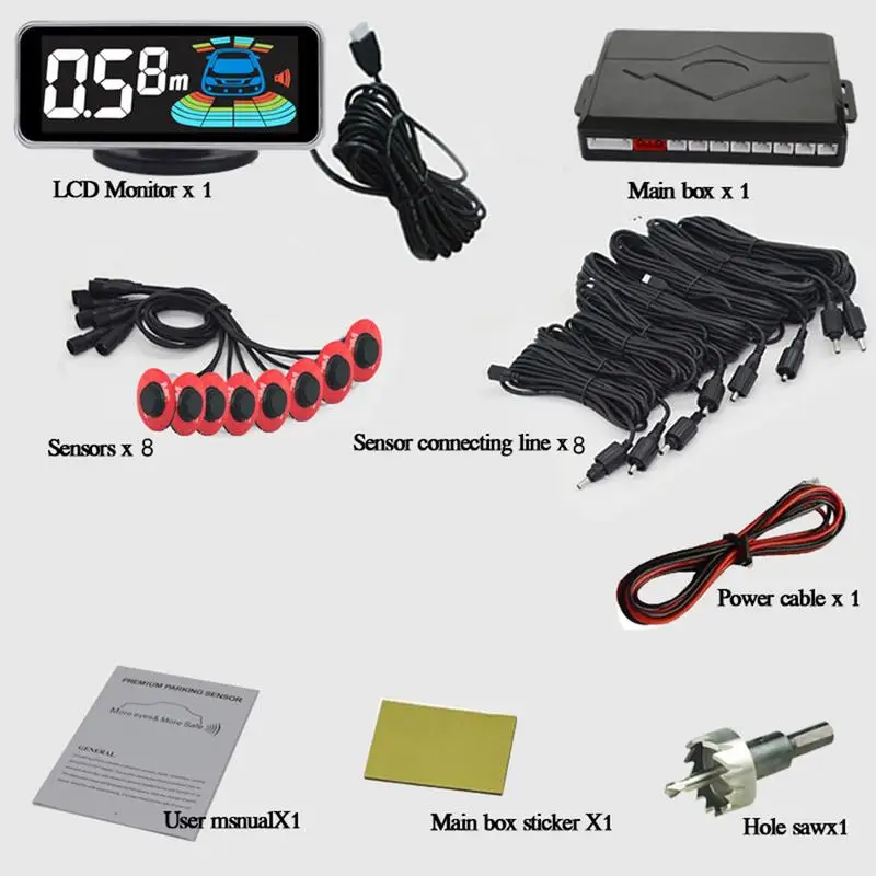 Sensor de aparcamiento QXNY 8 sensores coche marcha atrás Radar aparcamiento coche Detector asistencia de estacionamiento Radar reverso