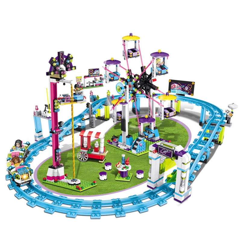 

1124pcs Girls Blocks Compatible LegoINGLY Friends 41130 Amusement Park Roller Coaster Figure Model Building Toys Hobbie Children