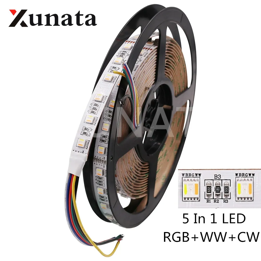 #Best RGB CCT LED Strip 5050 LED Light Lamp Waterproof 30LEDs m 60LEDs m 96LEDs m Flexible Tape 5 In 1 LED Light DC12V DC24V 5m lot