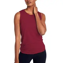 Женский сексуальный топ для йоги с круглым вырезом без рукавов с дырками на спине, однотонный фитнес, летний спортивный топ, повседневный жилет для йоги, femme