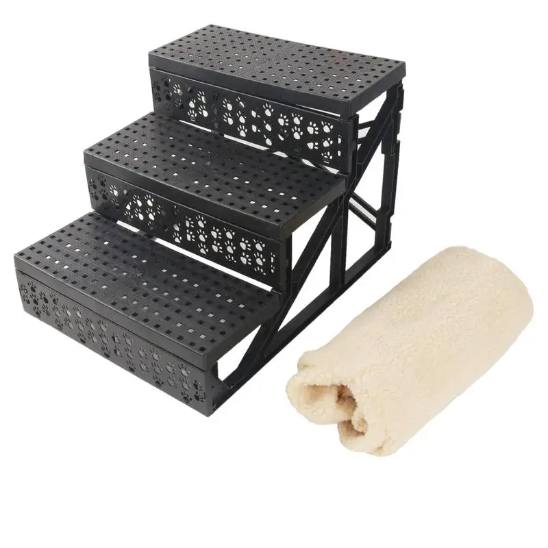 

3 Step Pet Stairs Soft Portable Pet Stairs For Dogs Cats Removable Puppy Dogs Bed Anti-slip Pet Supplies Cat Dog House Beige