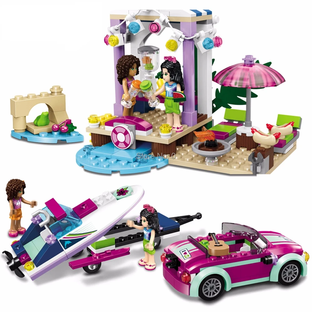 

37039 330pcs girl friends andrea's speedboat transporter lele building block bricks Toy