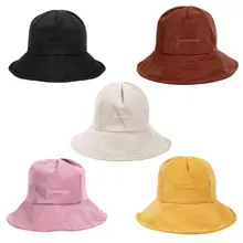 Новое поступление взрослых женщин мужчин сплошной цвет письмо печати вельвет Рыбацкая шляпа Солнцезащитная шляпка для ношения на открытом воздухе солнцезащитный шлем Кепка Рыбацкая шляпа