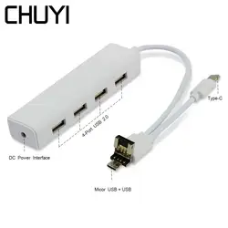 CHUYI 4 порта USB 2,0 концентратор Micro OTG USB разветвитель с AU/EU/US/UK адаптер питания USB C концентратор для Macbook ПК Аксессуары