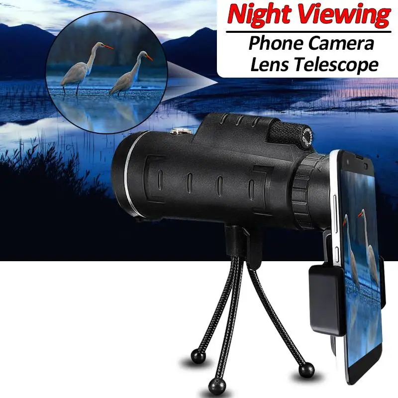 

Outdoor Mini Monocular Telescope for Cell Phone Mobile Phone Camera 40x60 Triangular Bracket HD Single Lens Telescope Set