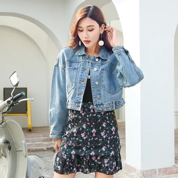 

2019 Spring Denim Jacket Women Short Jeans Jacket Women Basic Coats BF Harajuku Loose Coat