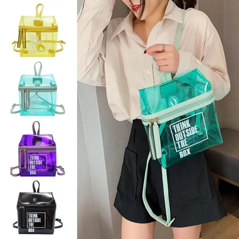 

Clear Transparent PVC Backpacks Women Bookbags School Girls Shoulder Bags Female Fashion Mini Backpack Girls Travel Bags