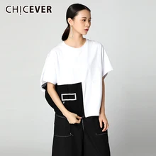 CHICEVER Повседневная Женская футболка для женщин Топ хлопок рукав "летучая мышь" свободные большие размеры летние женские футболки Модная Новинка