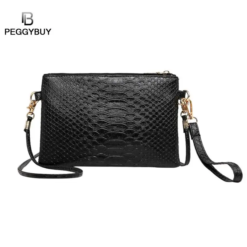 

Women Alligator Pattern Wristlet Solid Color Satchel PU Lady Shoulder Messenger Handbags Casual Wristlet Wallets bolsa feminina