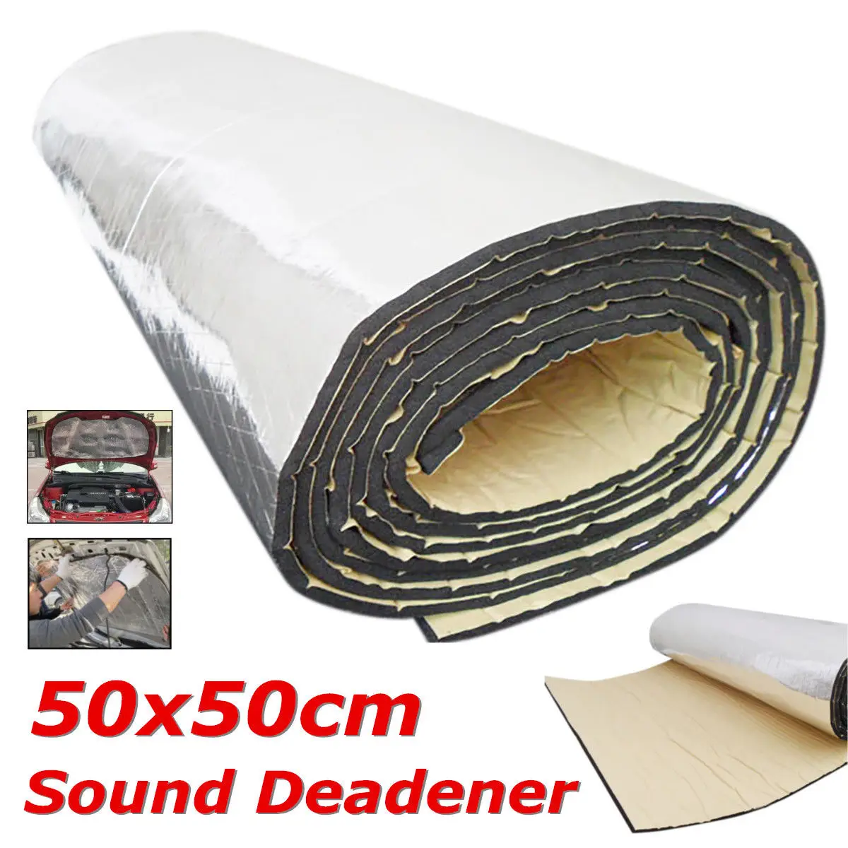 

1*10mm Sound Deadener Car Heat Shield Insulation Deadening Material Mat 50cmx50cm effectively block 97% of radiant heat transfer