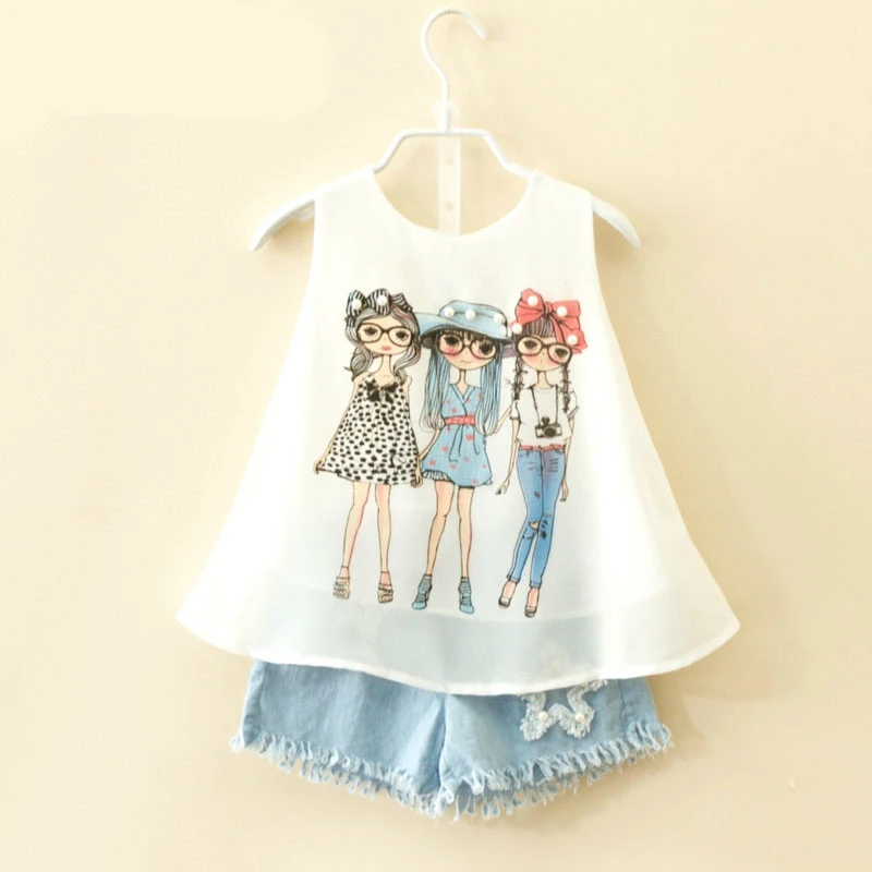 

Sodawn Summer Baby Children Clothes Girls Clothes Sets Fashion Girl Chiffon Design Pearl Vest + Pants Suit Girls Clothing