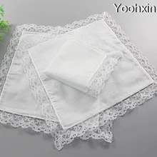 10 шт., винтажный женский элегантный квадратный носовой платок, белый кружевной платок с вышивкой, детское охлаждающее хлопковое свадебное полотенце, подарок