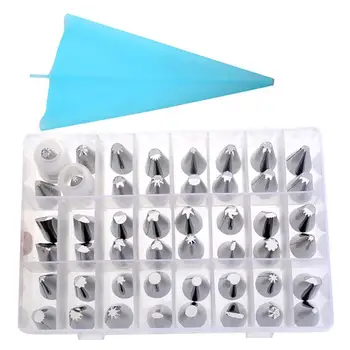 

51pcs/set Dessert Decorators Silicone Icing Piping Cream Pastry Bag + 48 Stainless Steel Nozzle Set DIY Cake Decorating Tips