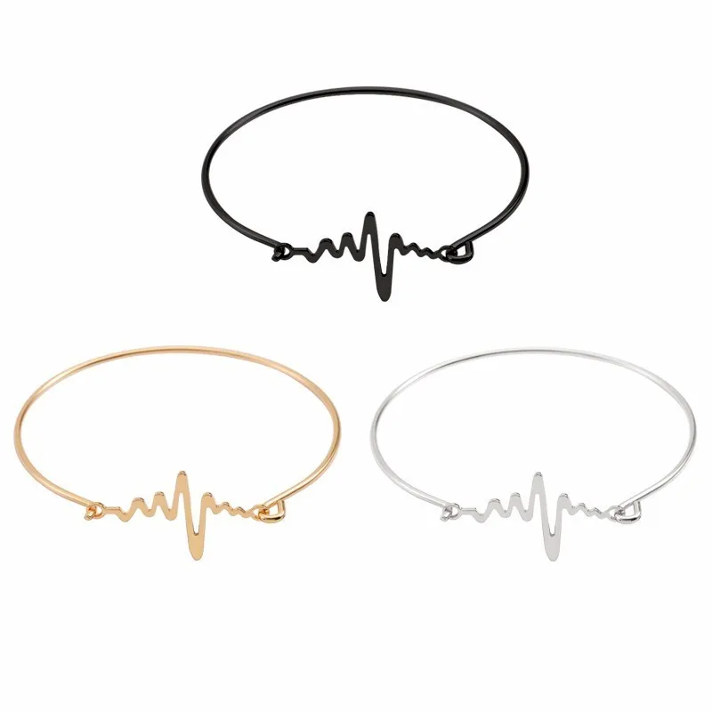

Trendy Electrocardiogram Heartbeat Charm Bracelet For Women Bohemian ECG Bracelets&Bangle Hip Hop Christmas Medical Sign Bangle