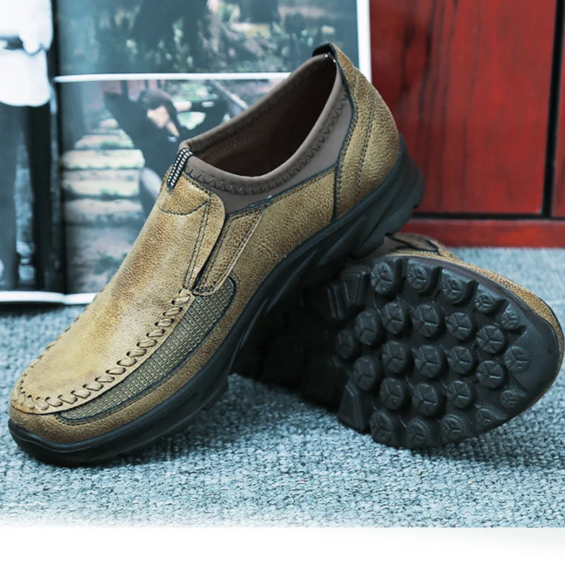 Обувь из искусственной замши; коллекция года; дышащая обувь; мужская повседневная обувь без шнуровки; лоферы на толстой подошве; удобные уличные кроссовки; нескользящая обувь