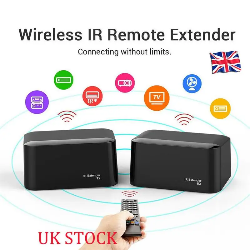 

New 1 Pair Wireless IR Remote Extender Repeater HDMI Transmitter Receiver Kit Blaster Emitter 433.92MHz Transmission Frequency