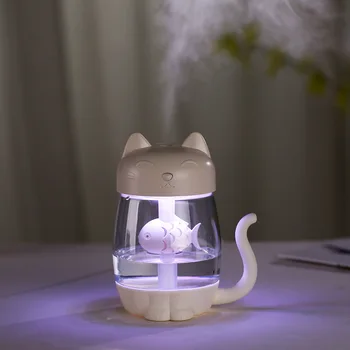 

3 in 1 350ML USB Air Humidifier Ultrasonic Cool-Mist Adorable Mini Humidifier With LED Light Mini USB Fan Cute Cat Air Diffuser
