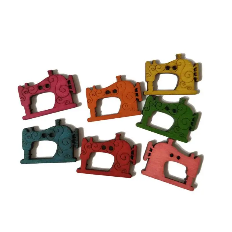 

50 PCS/Package Retro Sewing Machine Wooden Buttons DurableDIY Handmade Decoration Color Mixing Button Fast Delivery