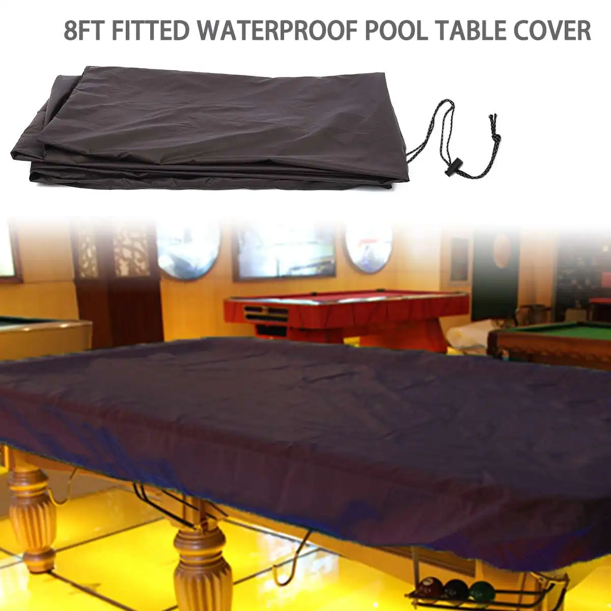 

Dark Brown Polyester Fibre Dust-Proof billiard protective cover Table Cloth For 8 Foot Pool Table Prevent Snow Rain Dust Snooker