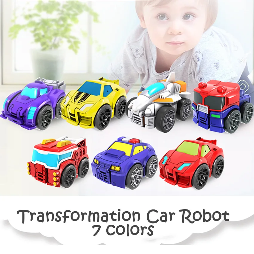 So Cute Transformation Deformation Robot Truck Racing Car Model Vehicle Mini Free-Wheel Toys Lovely Gift for Chirldren boys girl