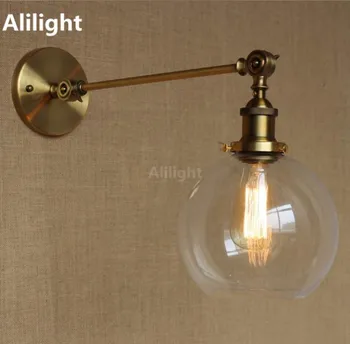 

Retro Industrial Iron Art Wall Lamp with Glass Lampshade Brass Vintage Sconce Stair Wall Light Home Indoor Lighitng Fixtures