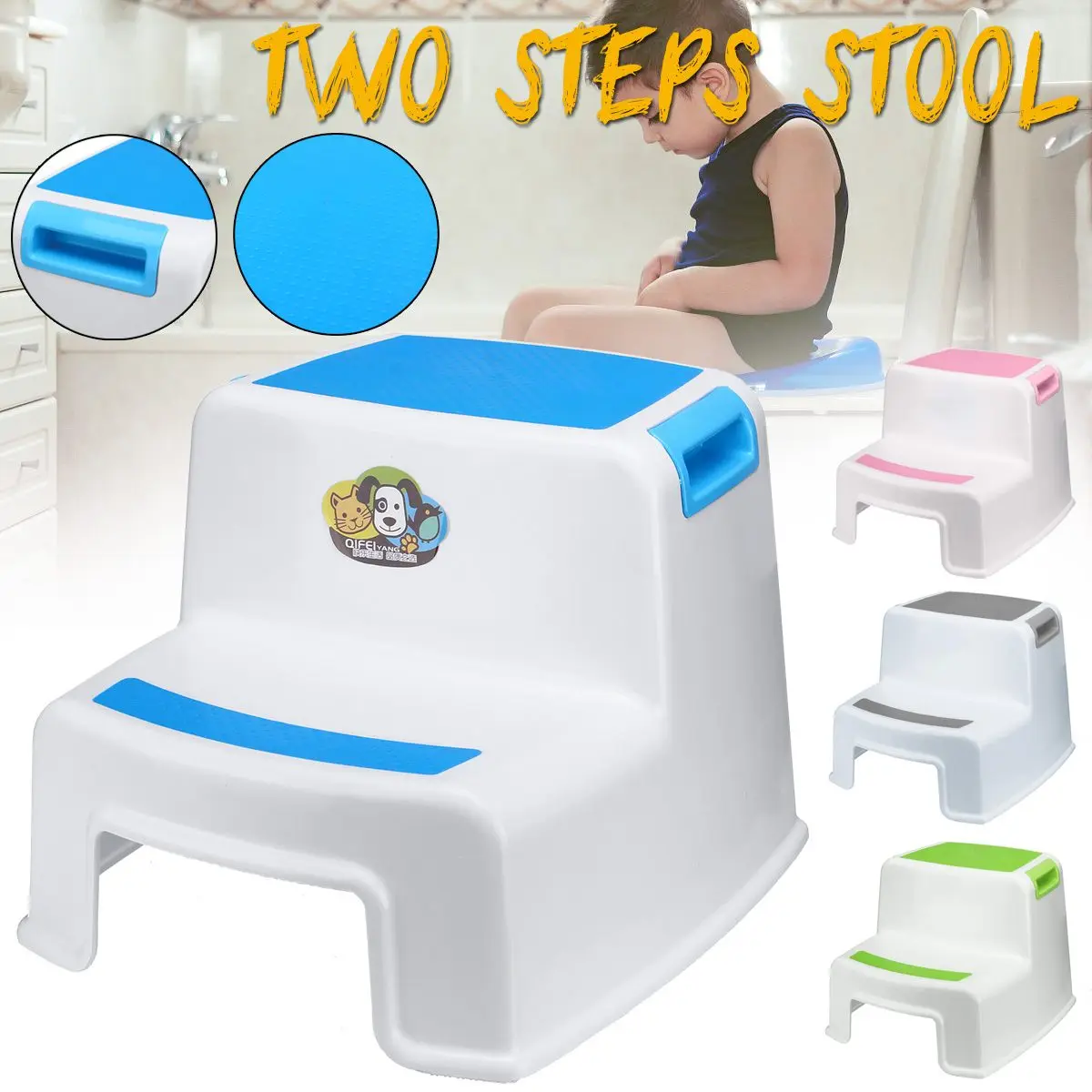 2 Steps Double Stool Plastic 280 lbs for Kids Anti-Slip Child Ladder New Children's Non-slip Feet Increase Bathroom Toilet Stool 2 Steps Double Stool Plastic 280 lbs for Kids Anti-Slip Child Ladder New Children's Non-slip Feet Increase Bathroom Toilet Stool